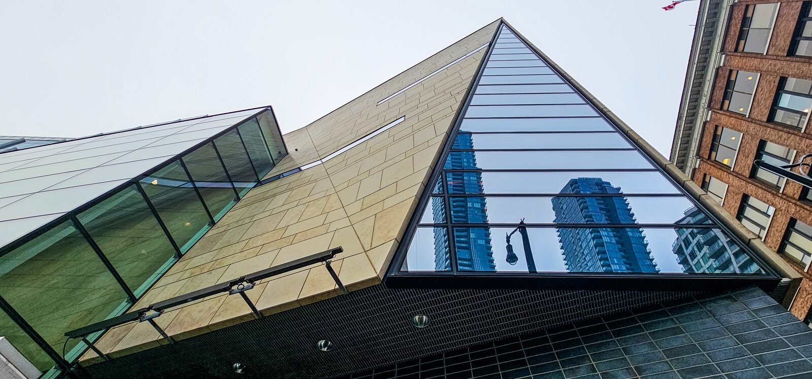The prow of the Anvil Centre against the sky