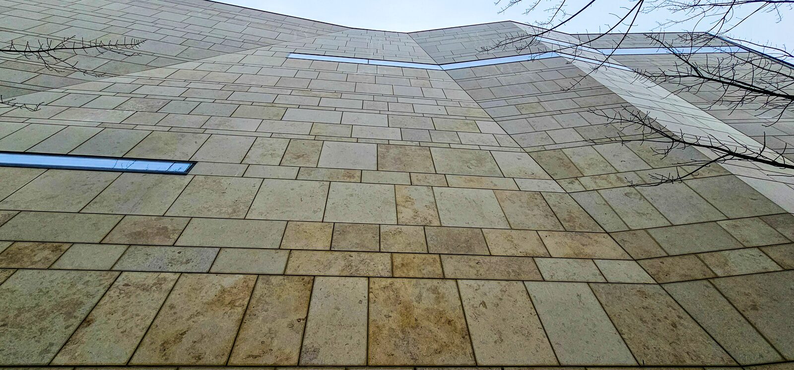 Broad limestone field with a slot window